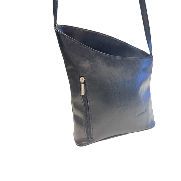 Lango Paris Handbags - Lango Paris VTG Black Leather Asymmetrical Shoulder Bag EUC RARE